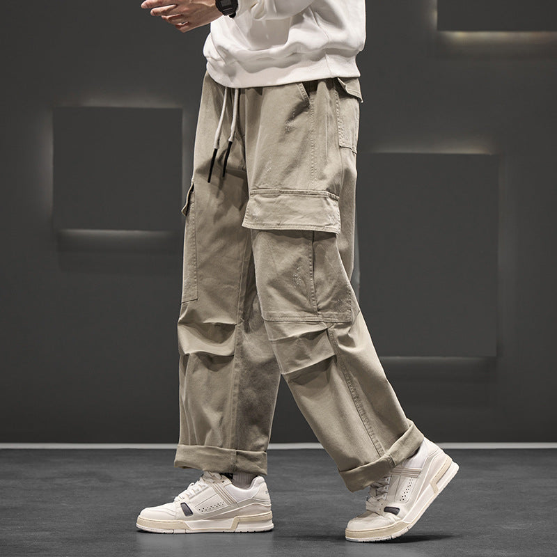 Men's Cargo Pants – Wide-Leg Drawstring Waist