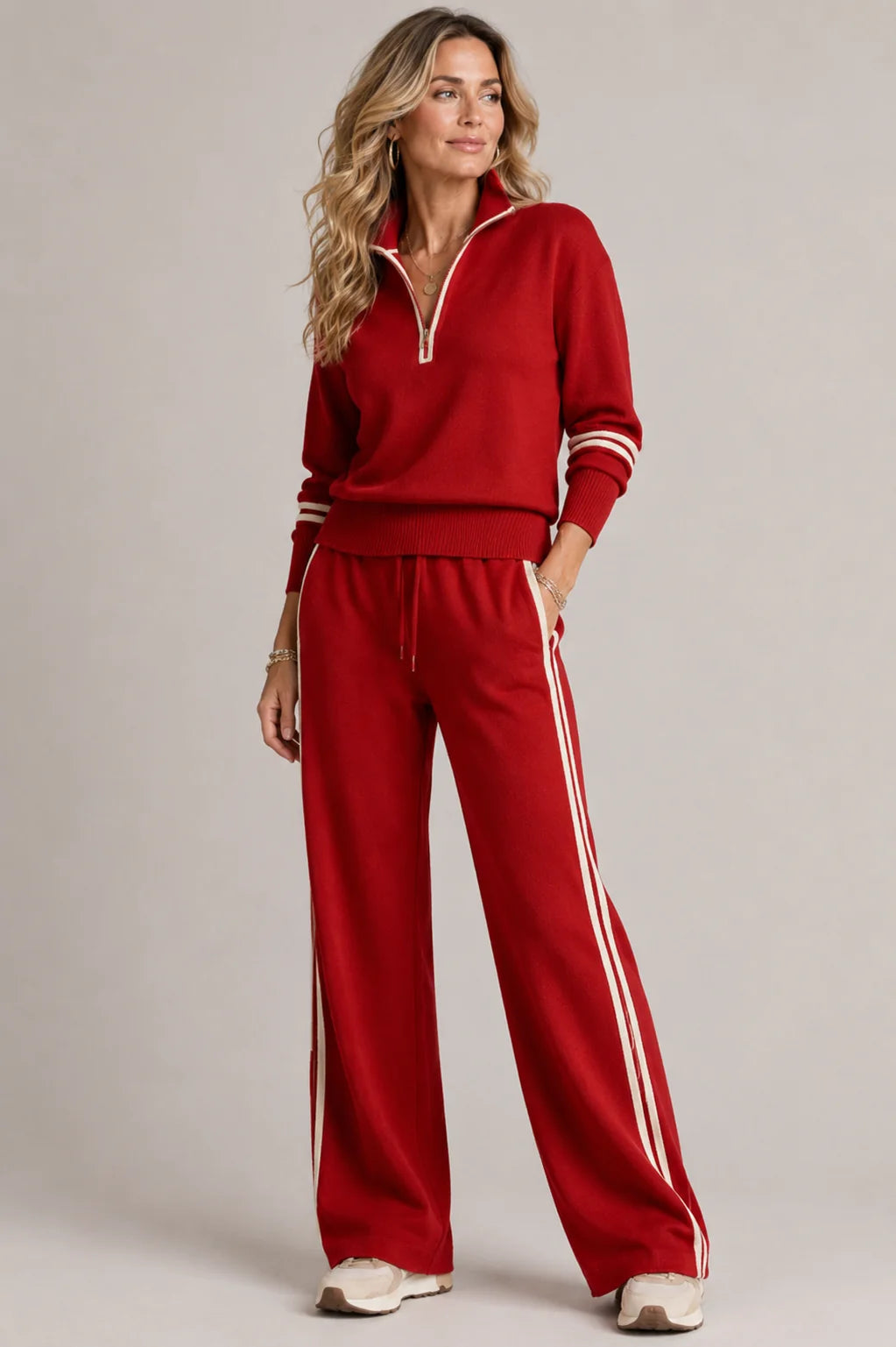 Women's Cotton Two-Piece Set – Long Sleeve Relaxed Fit
