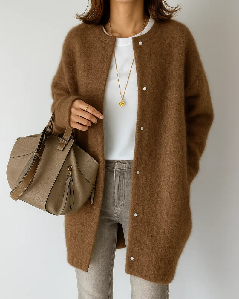 Women's Open-Front Cardigan Coat – Loose Straight Cut