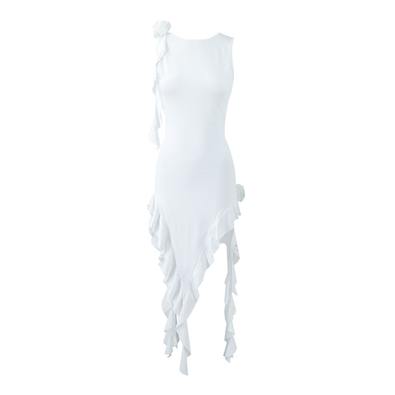 Women's Cover-Up Mini Dress – Sheer Ruffled Hem