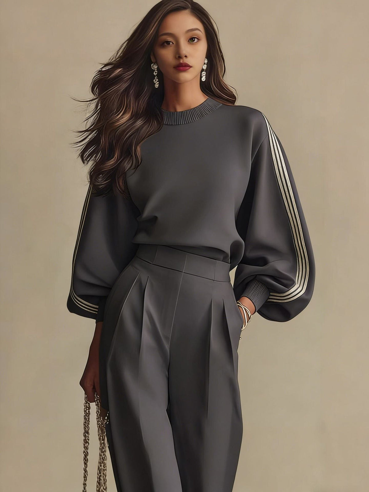 Women's Two-Piece Lounge Set – Sweatshirt & Straight Pants