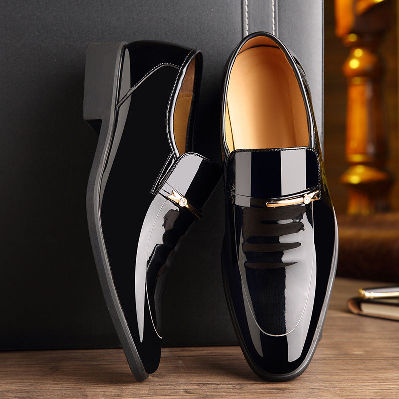 Men's Pointed-Toe Loafer – Polished Metal Bar Trim