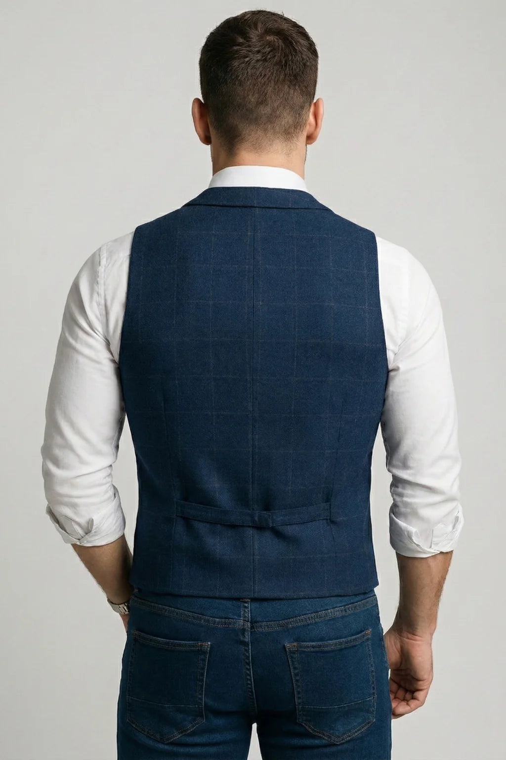 Men's Plaid Vest – Slim Lapel Collar Cut