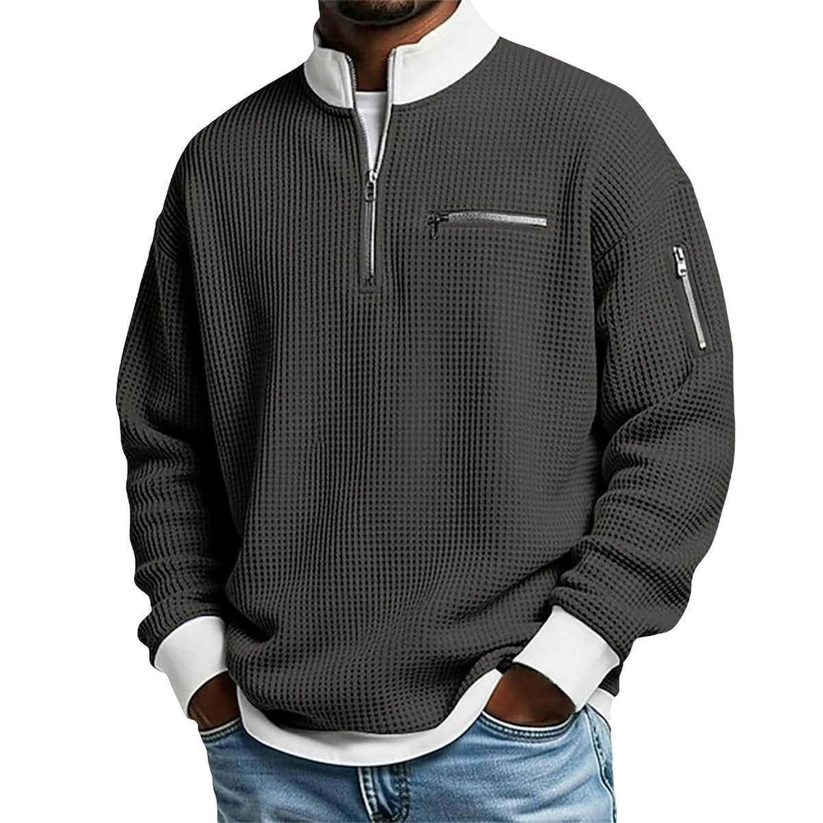 Men's Half-Zip Sweater – Fine Textured Knit