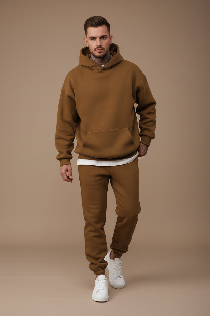 Men's Hooded Sweatsuit Set – Fleece-Lined Relaxed Fit