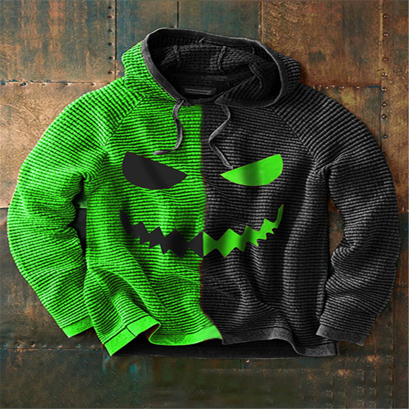 Men's Graphic Print Hoodie – Pumpkin Motif Relaxed Fit