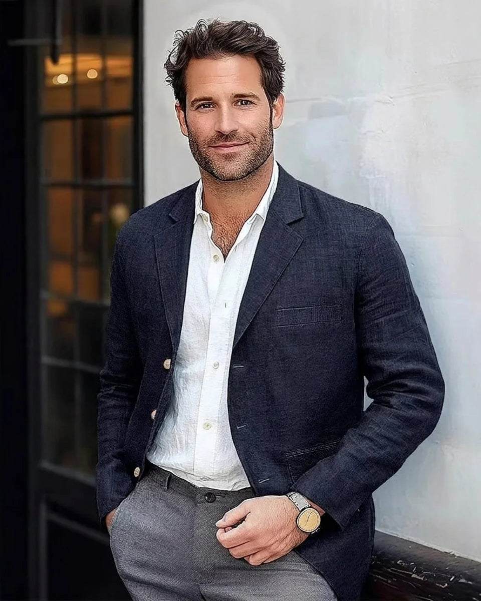 Men's Cotton-Linen Blazer Jacket – Unstructured Retro Cut