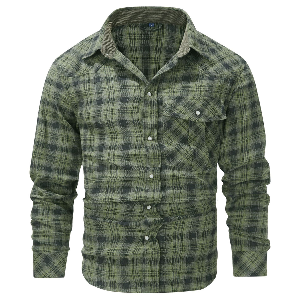 Men's Plaid Flannel Shirt – Pearl-Tone Buttons