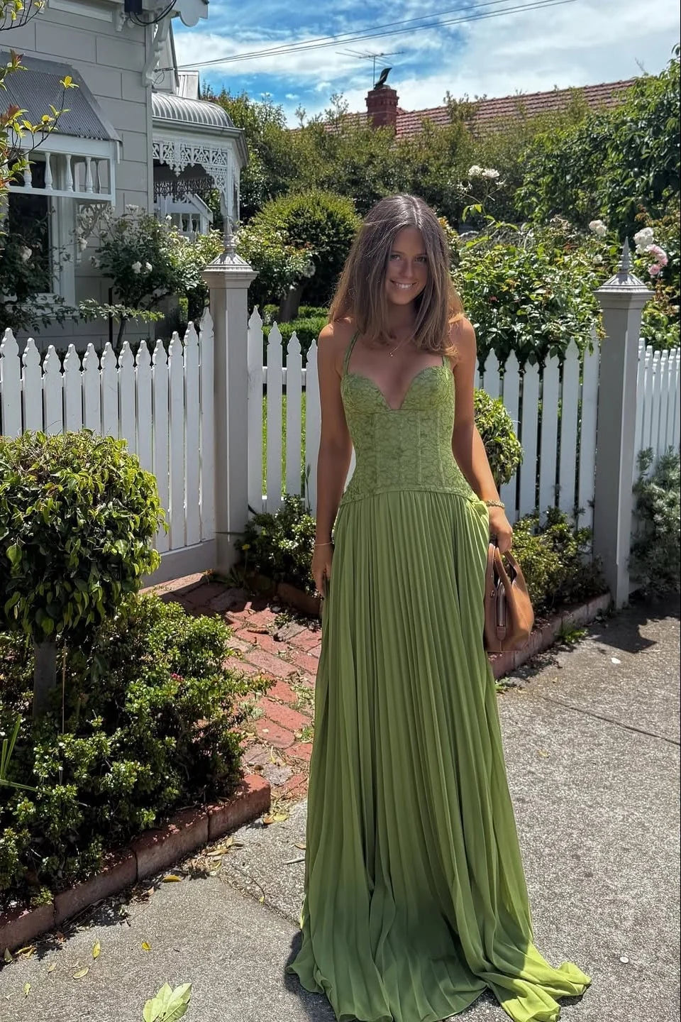 Women's Halter Maxi Dress – Open Back Pleated Skirt