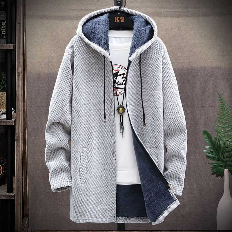 Men's Fleece-Lined Hooded Jacket – Relaxed Cardigan Fit