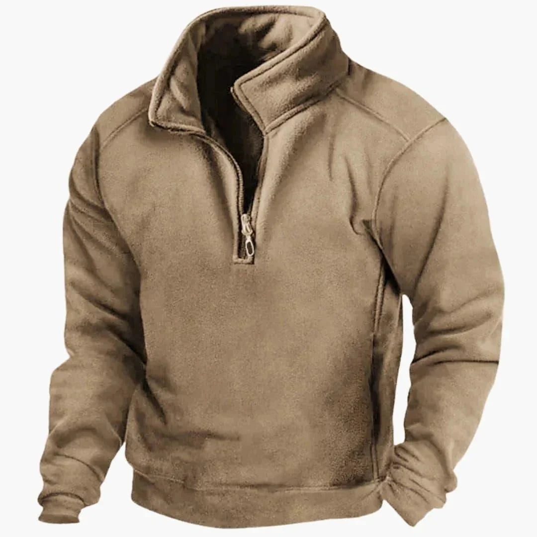 Men's Lined V-Neck Sweater – Slim Button Placket