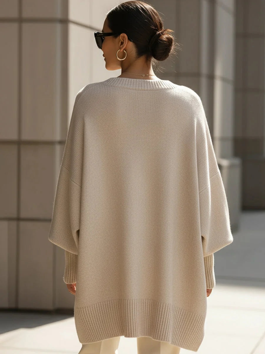 Women's Oversized Knit Sweater – Chunky Crew Neck