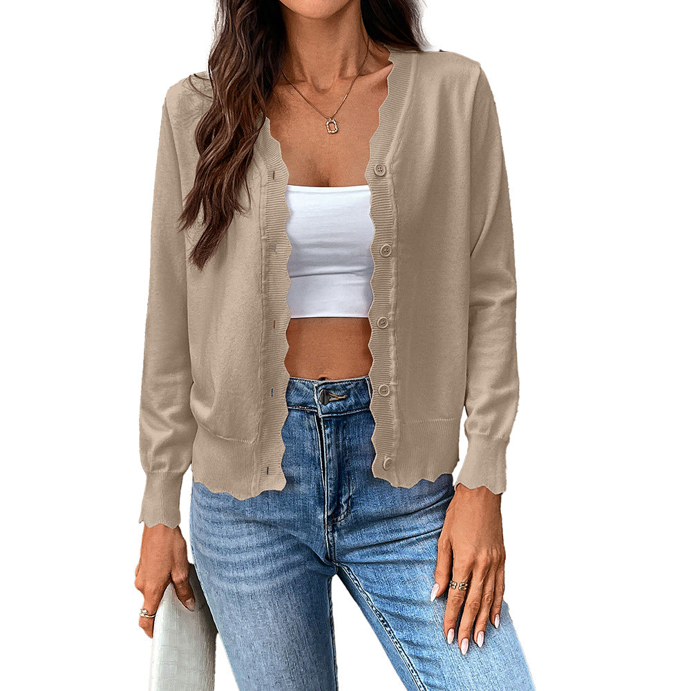 Women's V-Neck Cardigan – Lightweight Ice Silk Knit