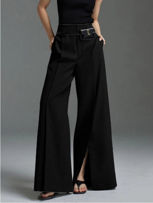 Women's Flared Pants – Split Hem Relaxed Fit