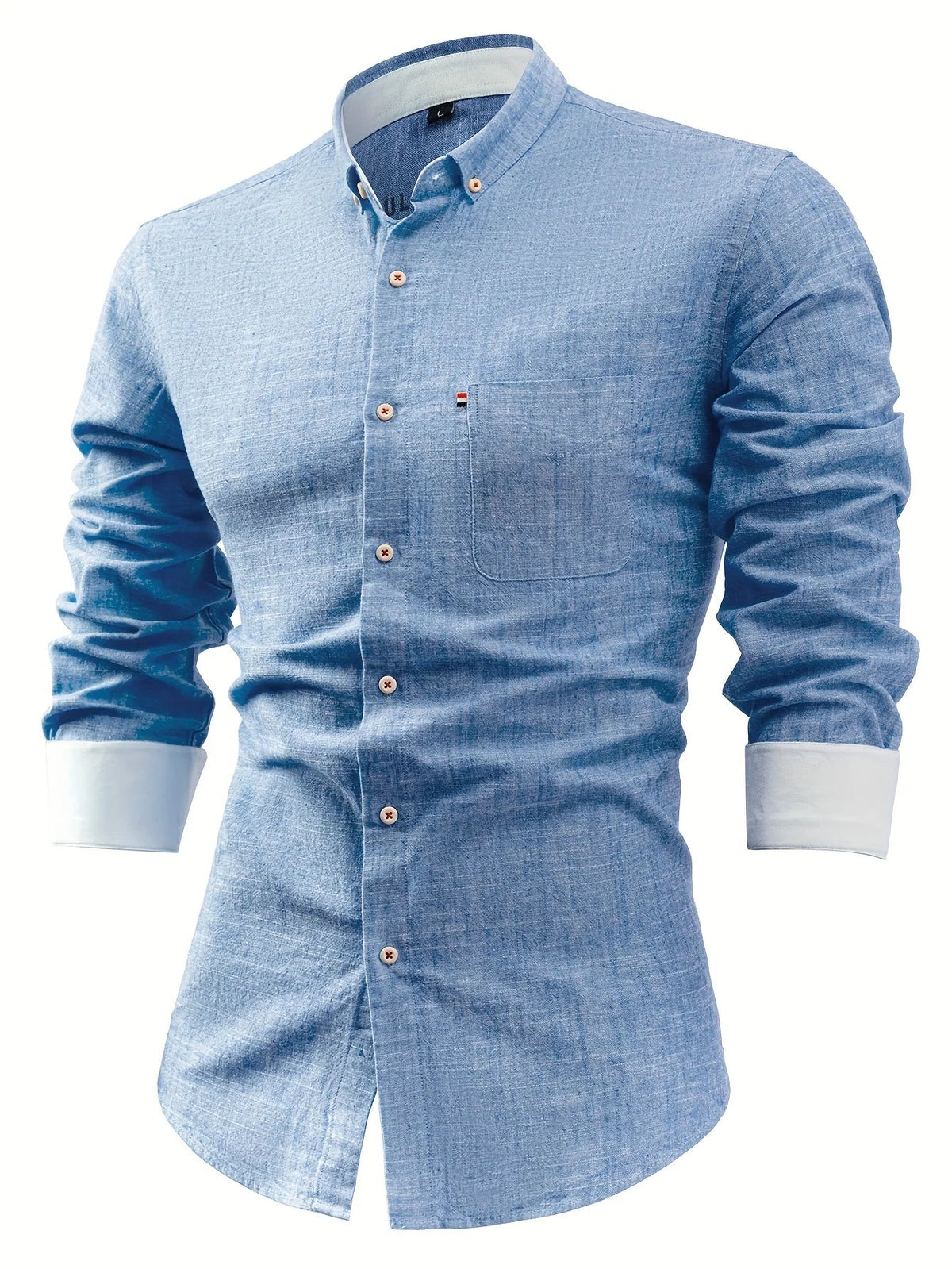 Men's Cotton-Linen Shirt – Straight Fit Long Sleeve