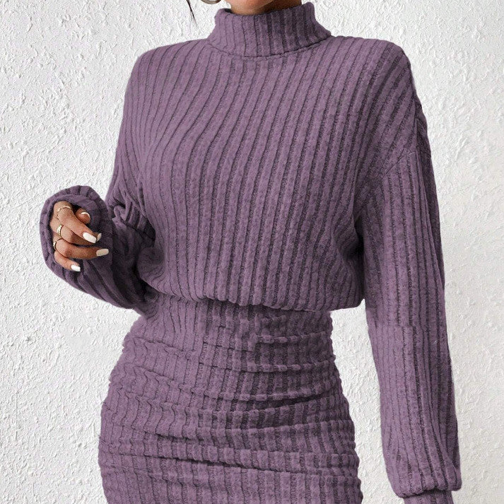 Women's Ribbed Knit Two-Piece Set – Mock Neck Long Sleeve