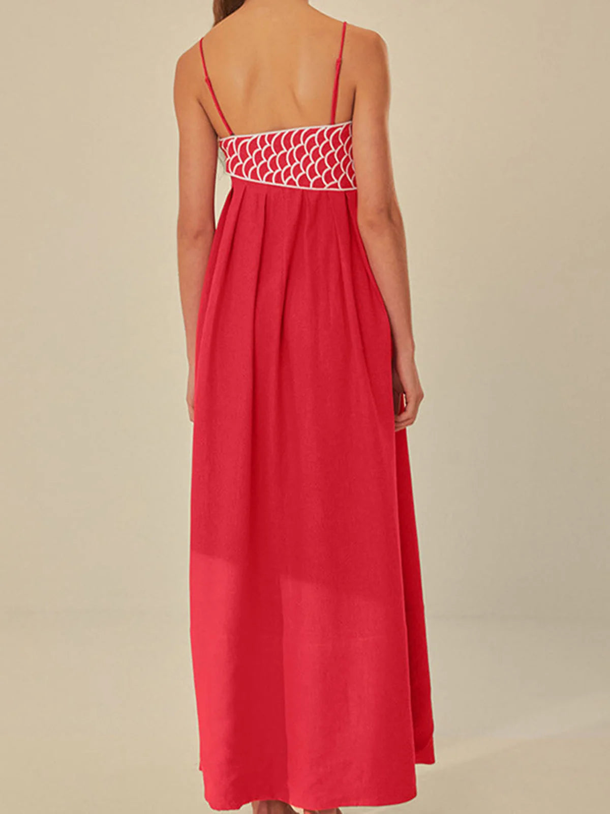 Women's Flounced Maxi Slip Dress – Sculpted Bodice Detail