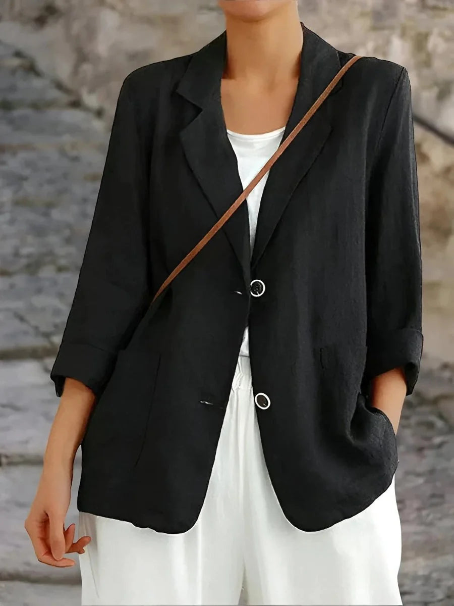 Women's Linen-Cotton Jacket – Relaxed One-Button Fit