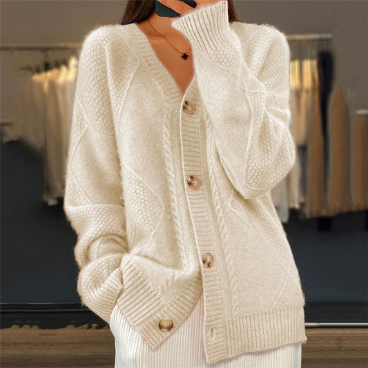 Women's Button-Front Knit Cardigan – Soft Relaxed Fit