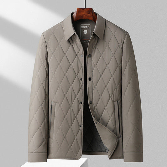 Men's Padded Jacket – Slim Grid-Stitched Design