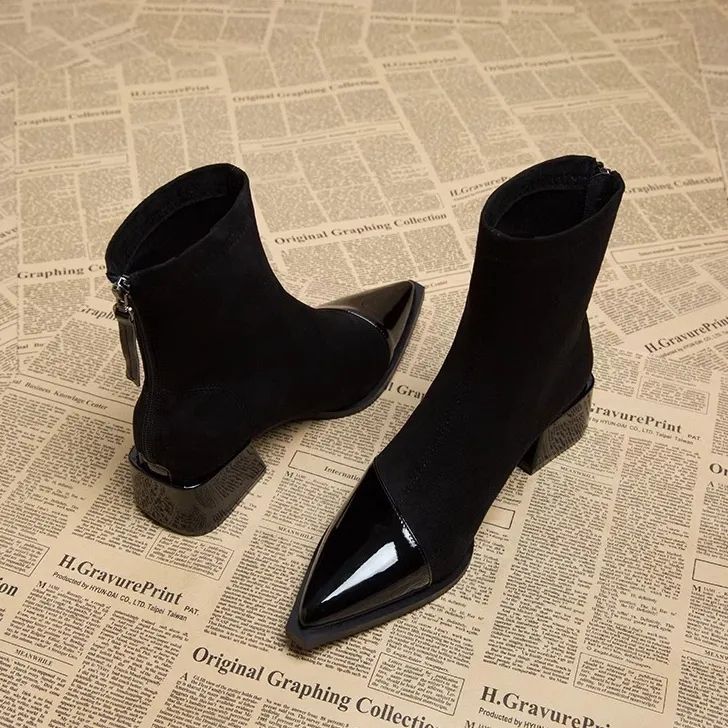 Women's Ankle Boot – Pointed Toe Block Heel