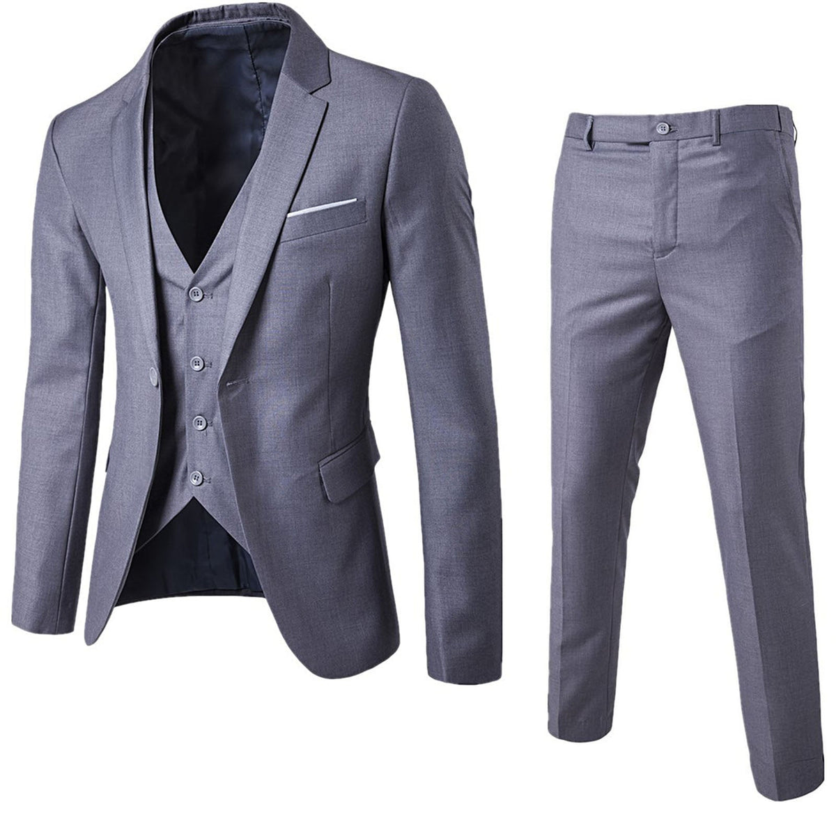 Men's Three-Piece Cotton Suit – Structured Slim Fit