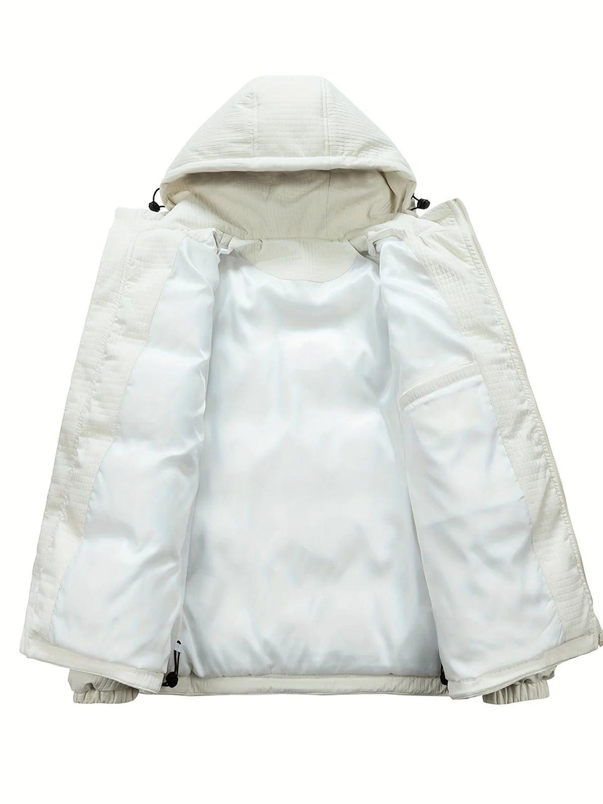 Men's Hooded Quilted Coat – Relaxed Hip-Length Fit