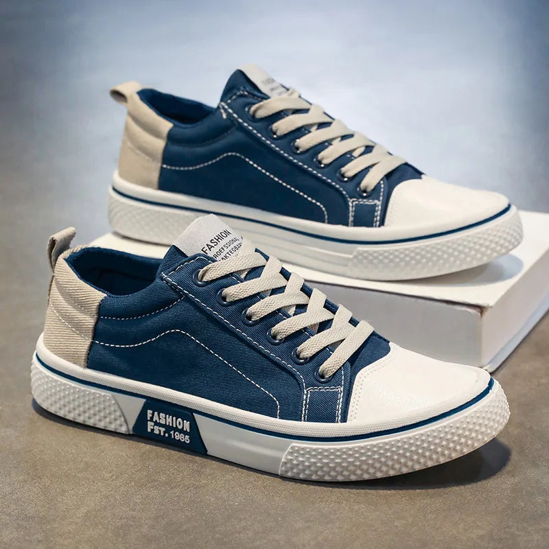 Men's Canvas Sneaker – Low-Top Contrast Heel