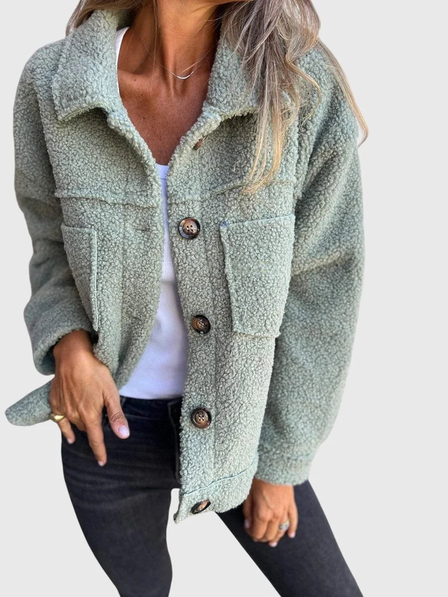 Women's Single-Button Coat – Lambswool-Look Straight Fit