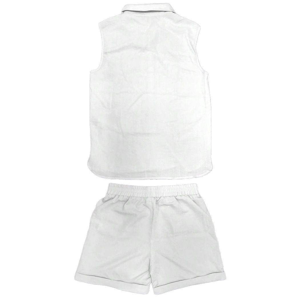 Men's Cotton-Linen Vest – Open-Front Stand Collar