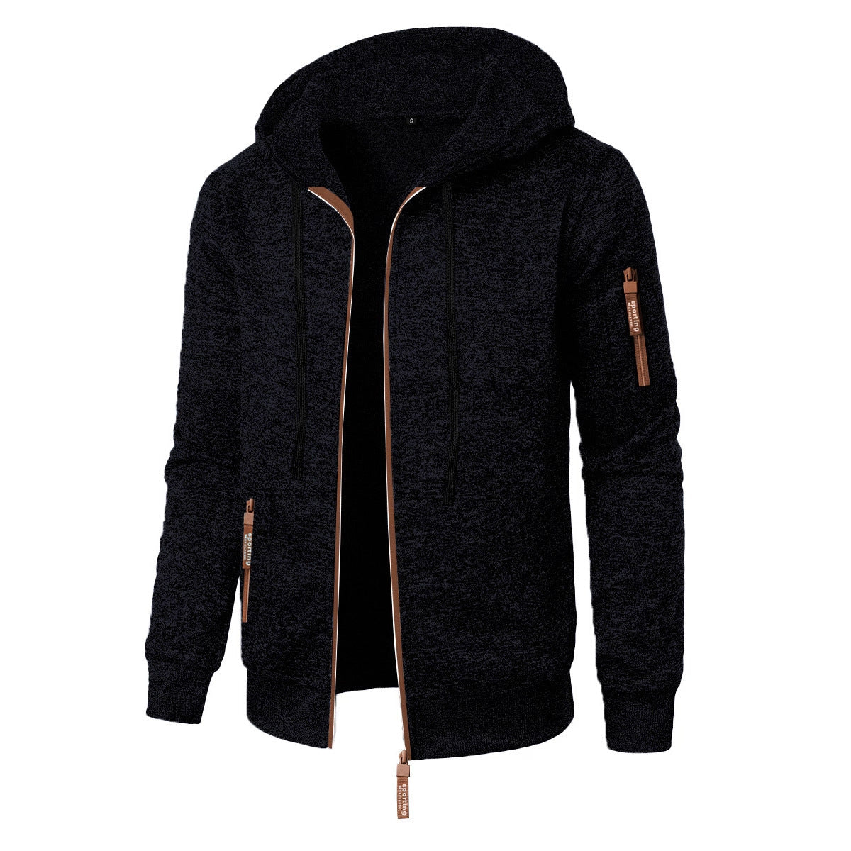 Men's Zip-Up Hooded Sweater – Straight Textured Knit