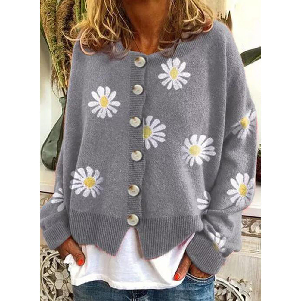 Women's Knit Cardigan – Relaxed Printed Design