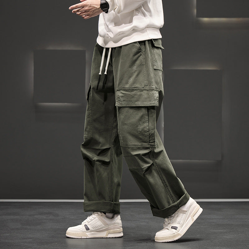 Men's Cargo Pants – Wide-Leg Drawstring Waist