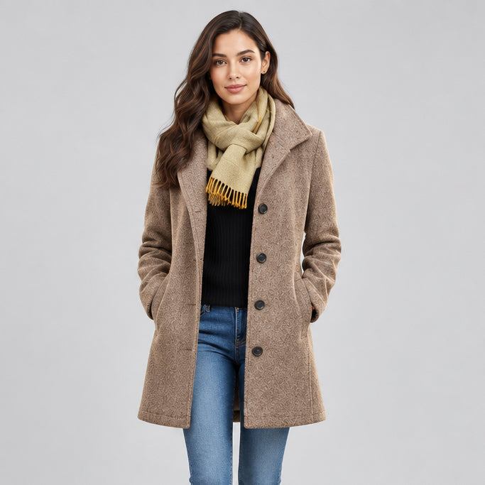 Women's Wool-Look Midi Coat – Slim Tailored Fit