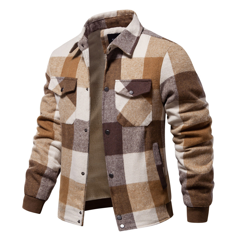 Men's Plaid Cotton Jacket – Lined Regular Fit