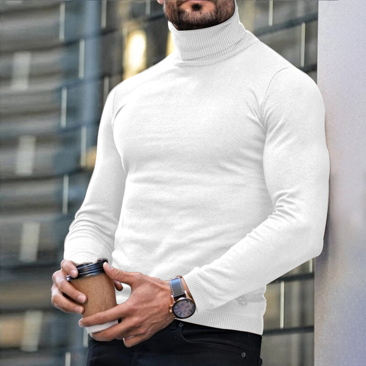 Men's Printed Turtleneck T-Shirt – Long Sleeve Stretch Knit