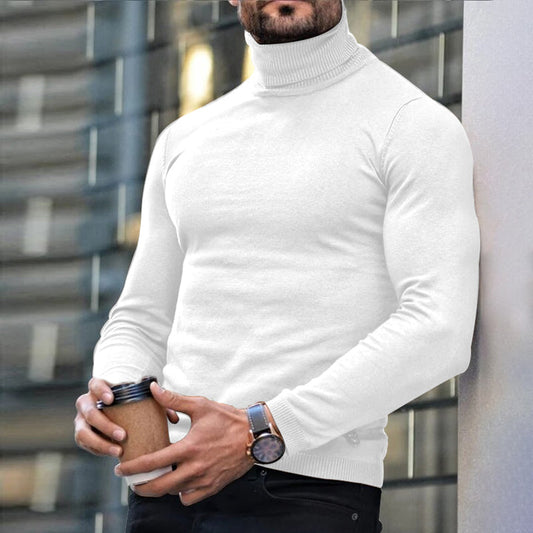 Men's Printed Turtleneck T-Shirt – Long Sleeve Stretch Knit