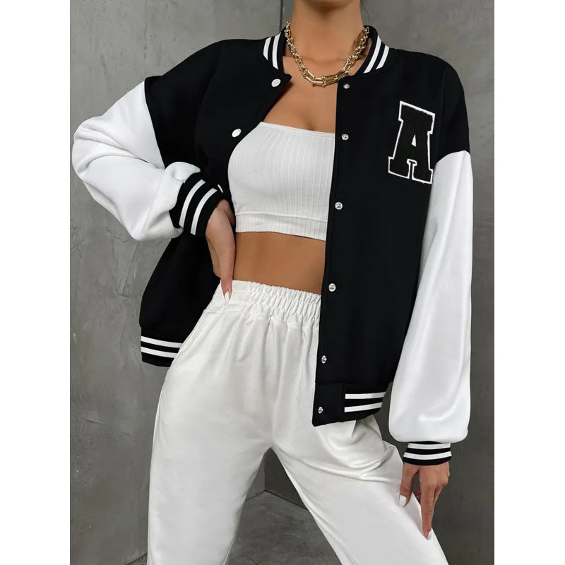 Women's Baseball Cardigan Jacket – Relaxed Snap-Front Fit