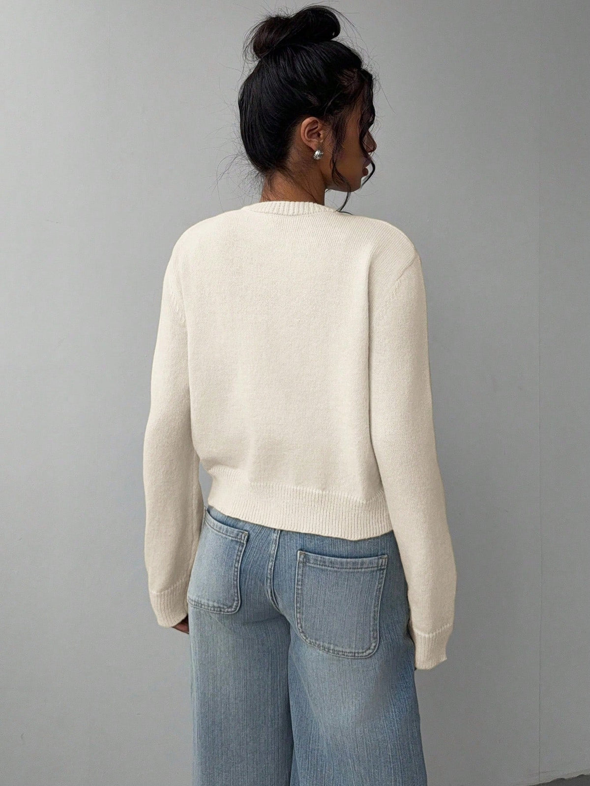 Women's Cropped Cardigan – Slim Fine-Knit Fit