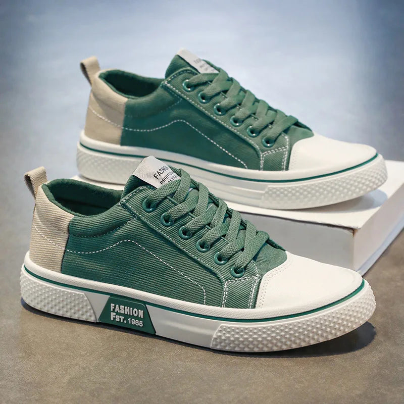 Men's Canvas Sneaker – Low-Top Contrast Heel
