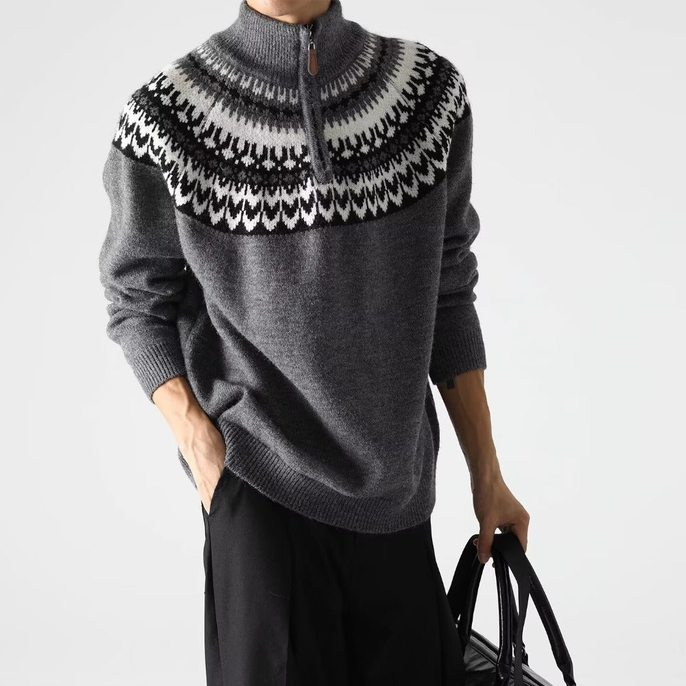 Men's Zip-Neck Knit Sweater – Retro Relaxed Fit