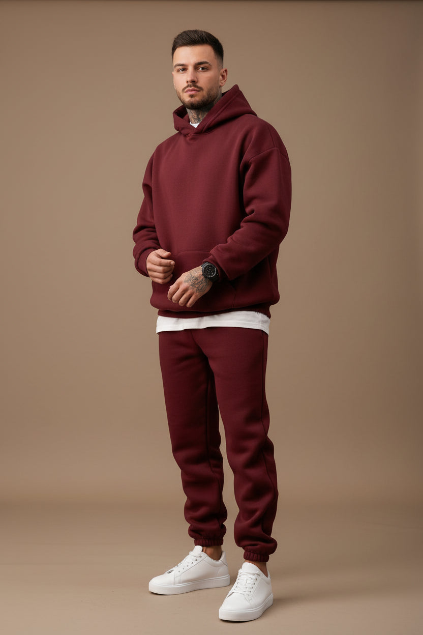 Men's Hooded Sweatsuit Set – Fleece-Lined Relaxed Fit