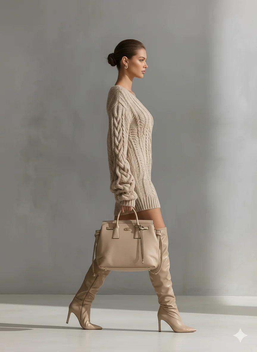 Women's Knit Pullover Sweater – Loose Draped Fit