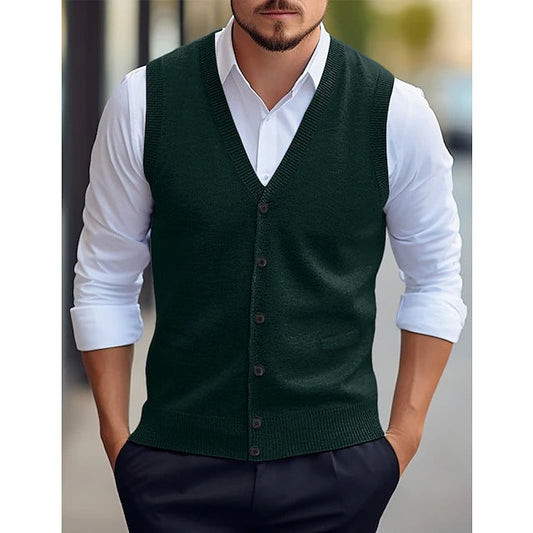 Men's Knit Sweater Vest – Sleeveless Cardigan Style