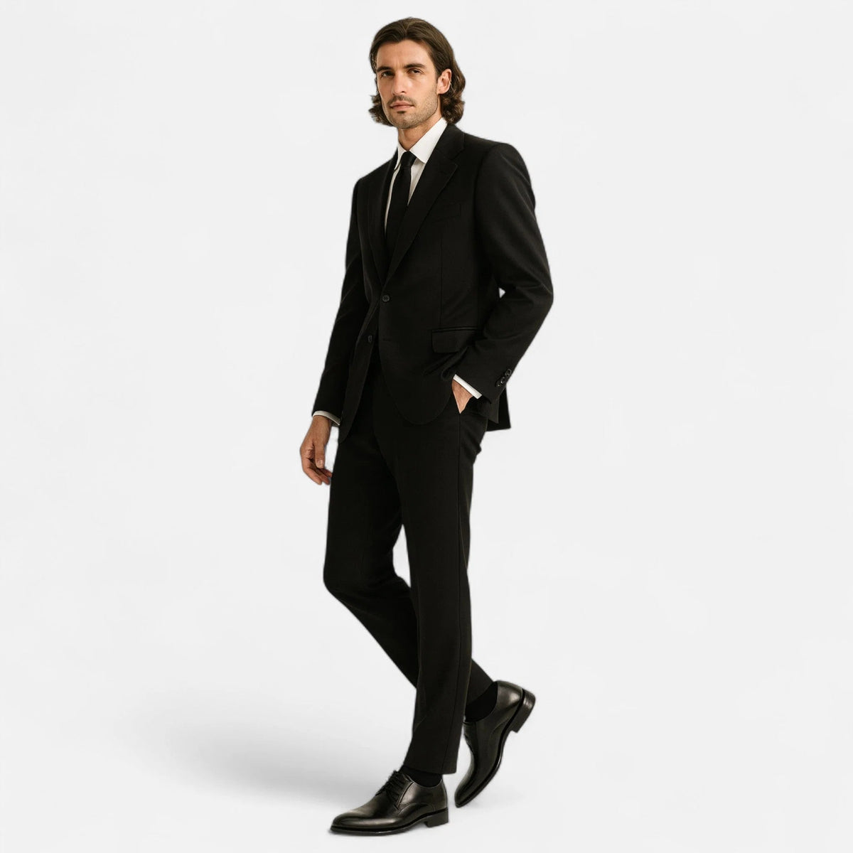 Men's Leather Derby Shoes – Classic Round Toe