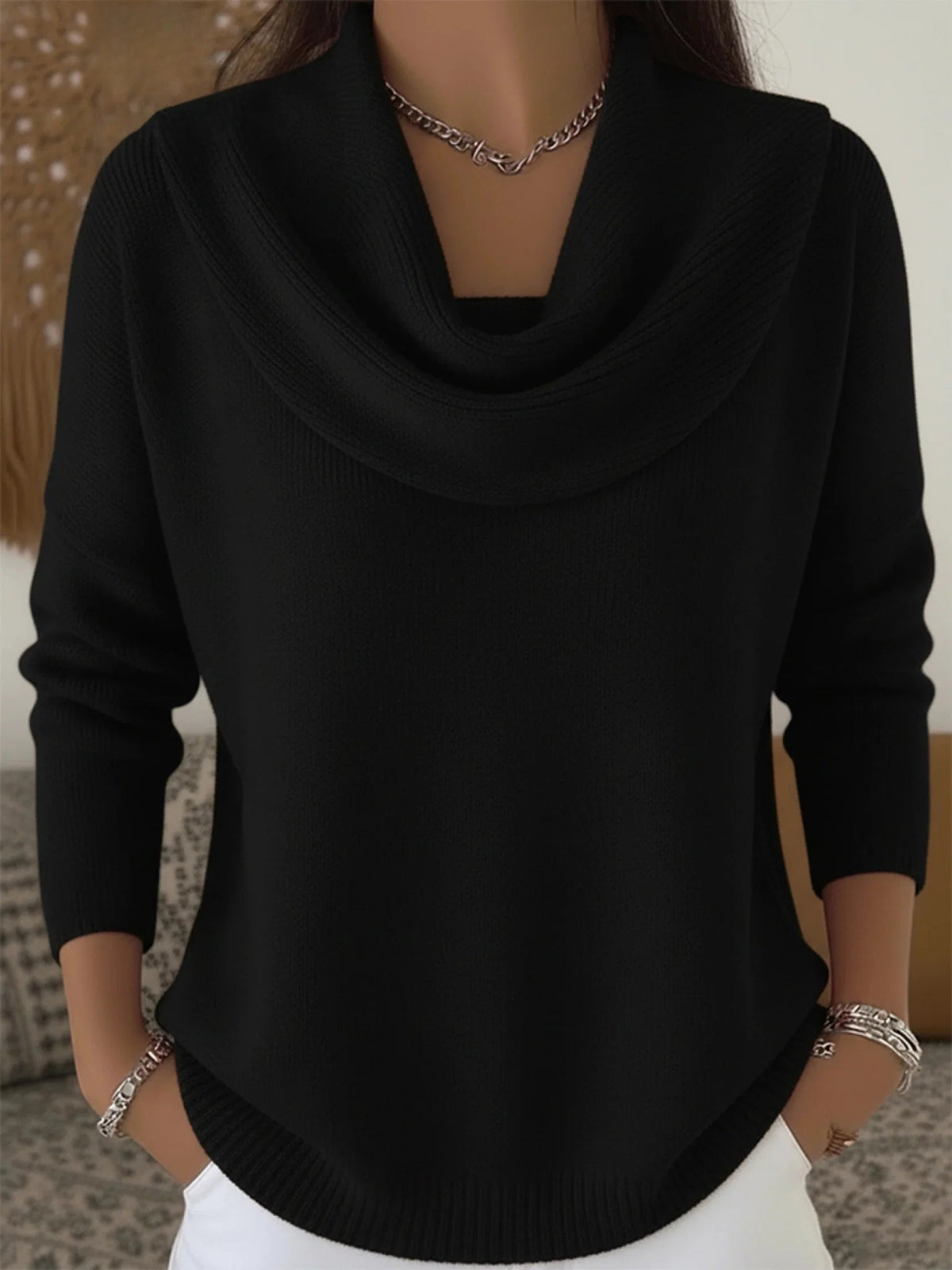 Women's Chunky Knit Sweater – Relaxed Crew Neck