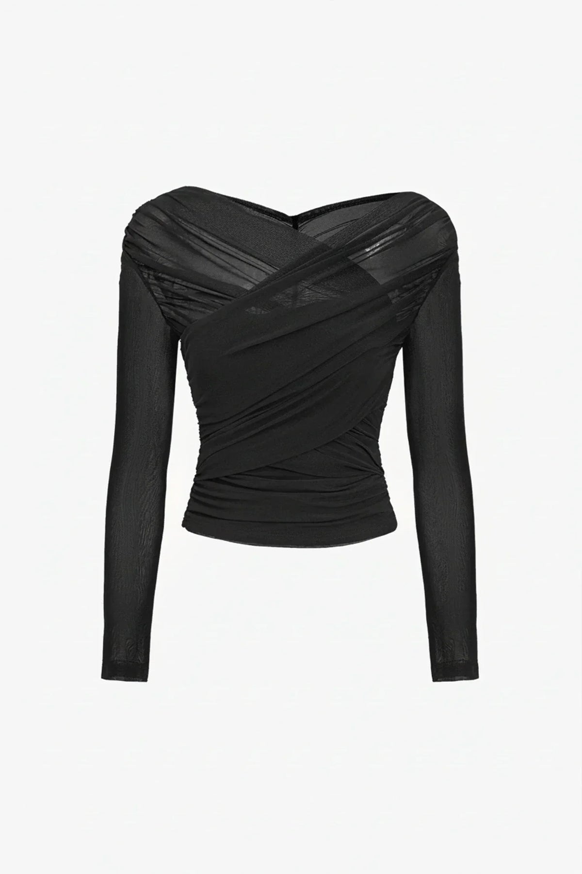 Women's Long Sleeve Top – Pleated Front Fitted