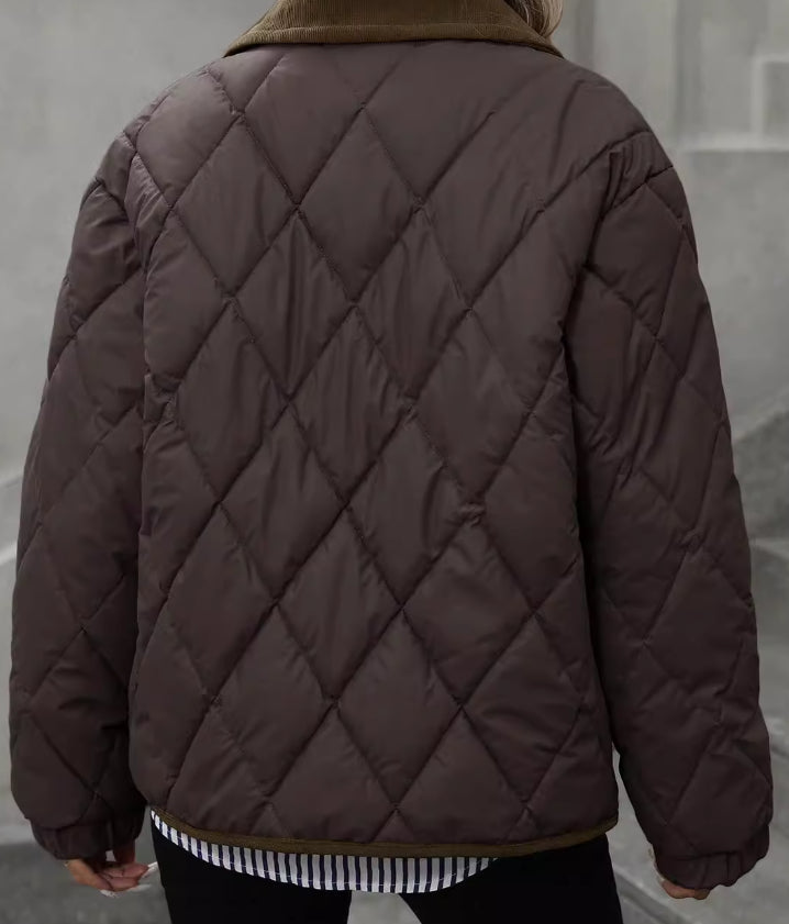 Women's Quilted Jacket – Lapel Collar Vintage Cut