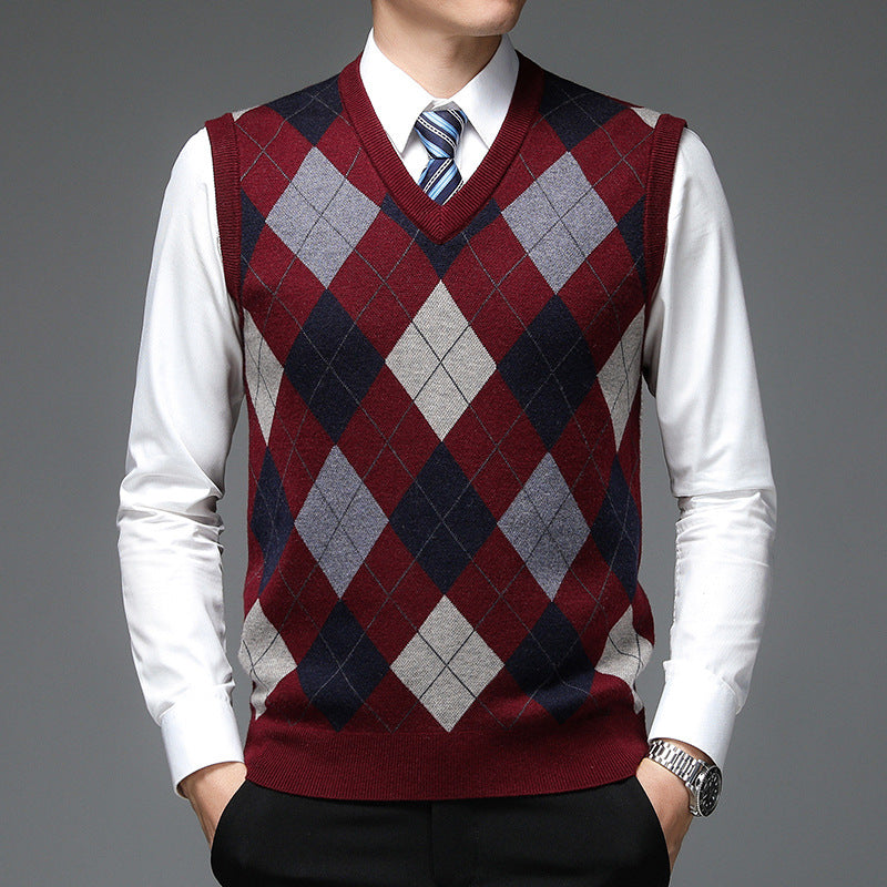 Men's Sweater Vest – Classic V-Neck Wool Blend