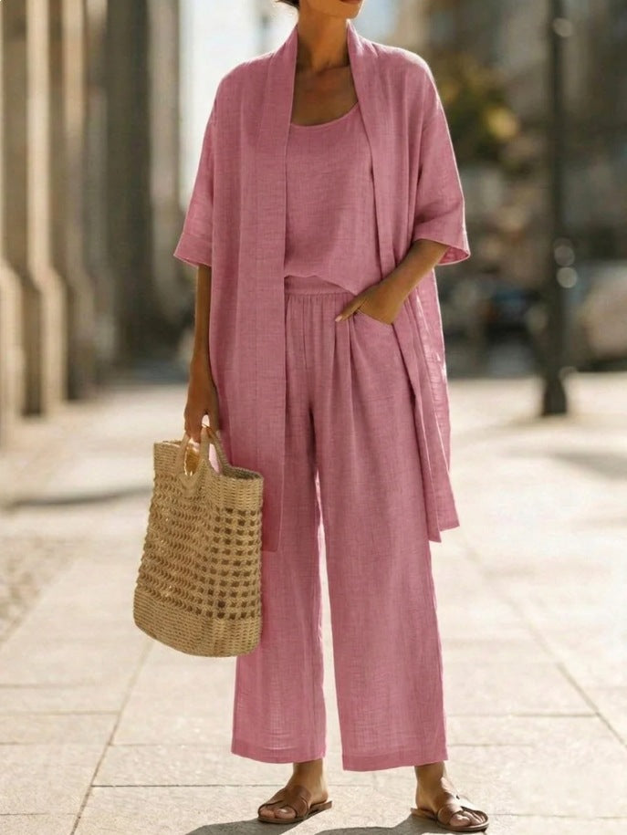 Women's Three-Piece Set – Cardigan, Tank and Pants